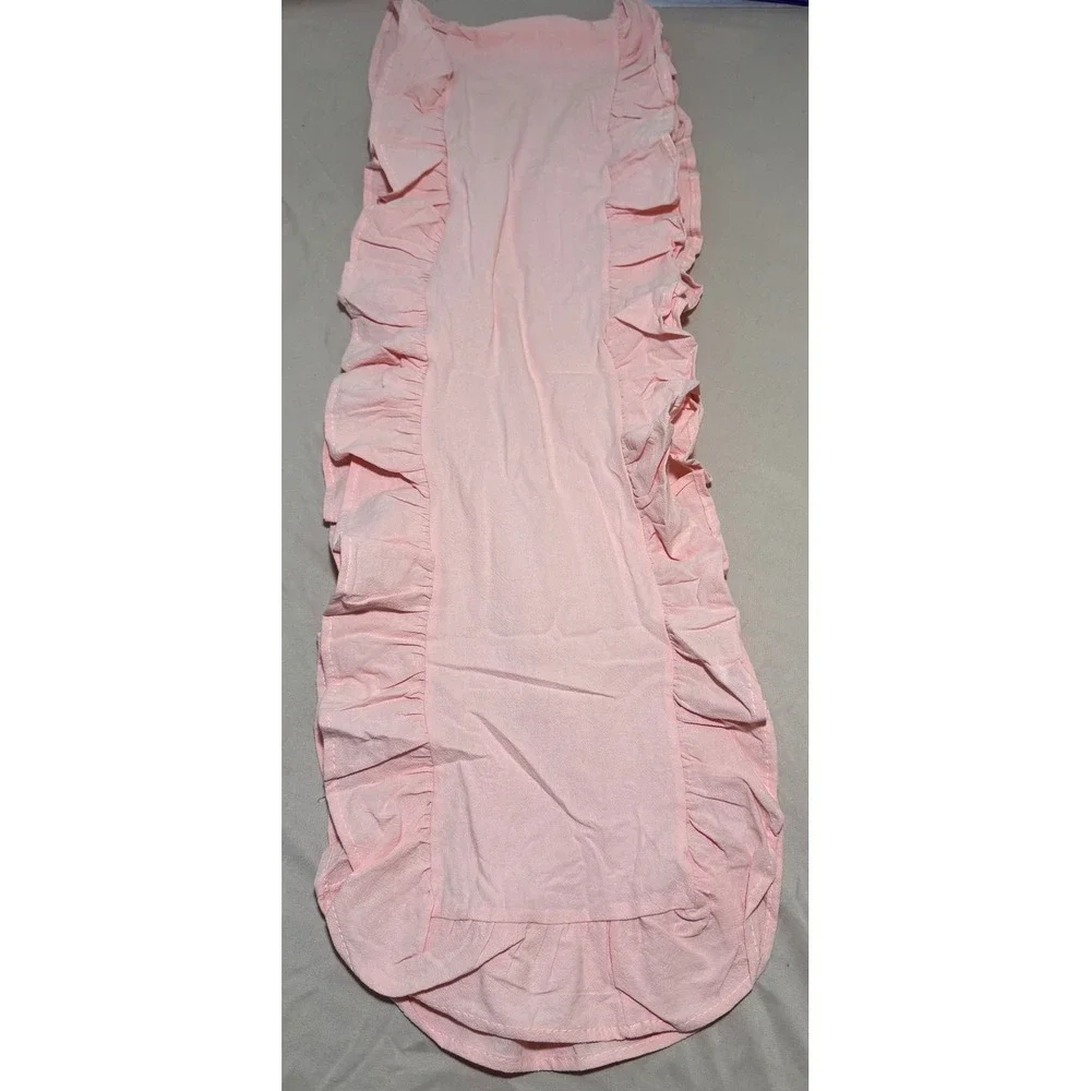 Pink Ruffled Table Runner Shabby Chic Cottagecore Pastel Party Dining Decor